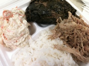 Lau Lau, Kalua Pork, Rice, Potato/Mac Salad
