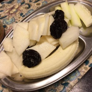 Prunes, Banana, Asian Pear, Cucumber
