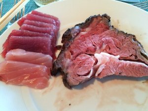 More Sashimi, Herb-Crusted Roast Beef