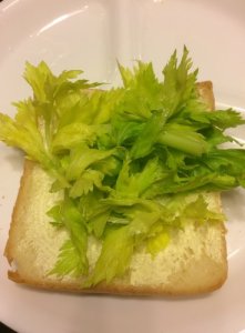Celery Tops on Buttered Bread