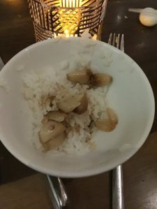 Steamed Rice with Roasted Garlic and Shoyu